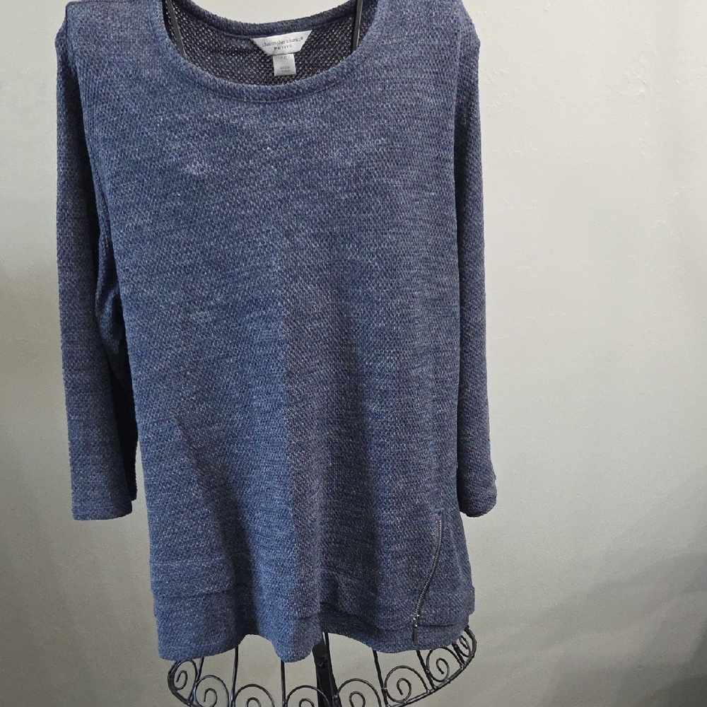 Christopher & Banks Blue Textured Knit Top
